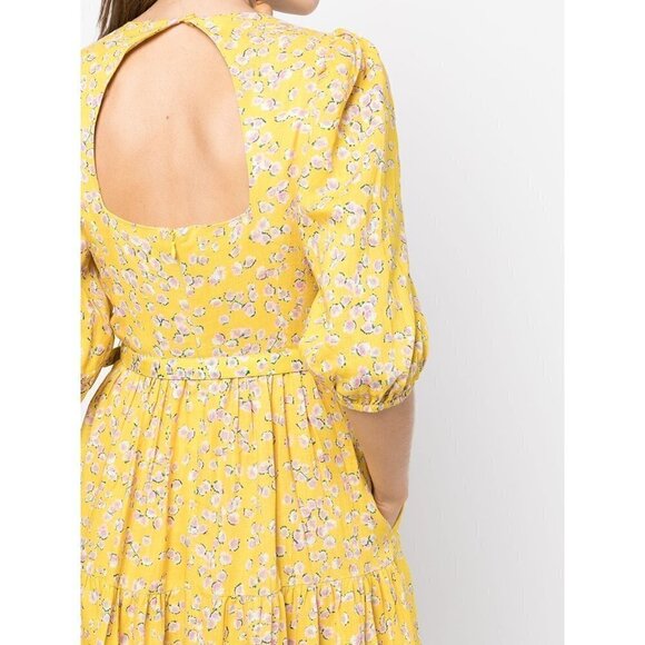 💕NICHOLAS💕 Celie Floral Print Long Dress Yellow Hastings Floral Print 10 NWOT - Picture 5 of 16